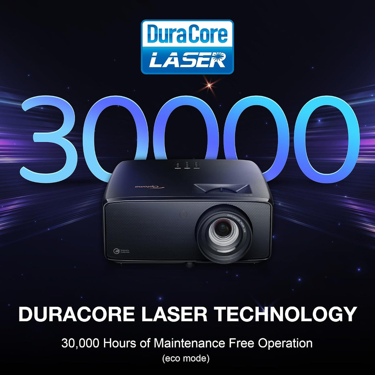 Optoma DuraCore laser, 30,000 hours maintenance-free