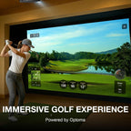Optoma GT2400HDR projecting a golf simulator course onto an impact screen
