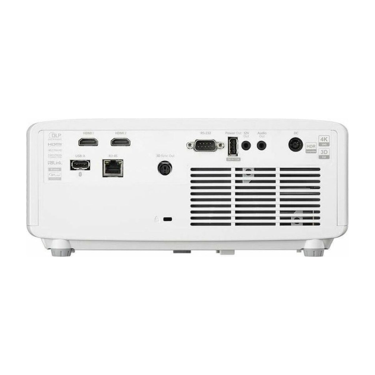 Optoma ZK431ST rear panel with HDMI, USB, RJ-45 and RS-232 ports