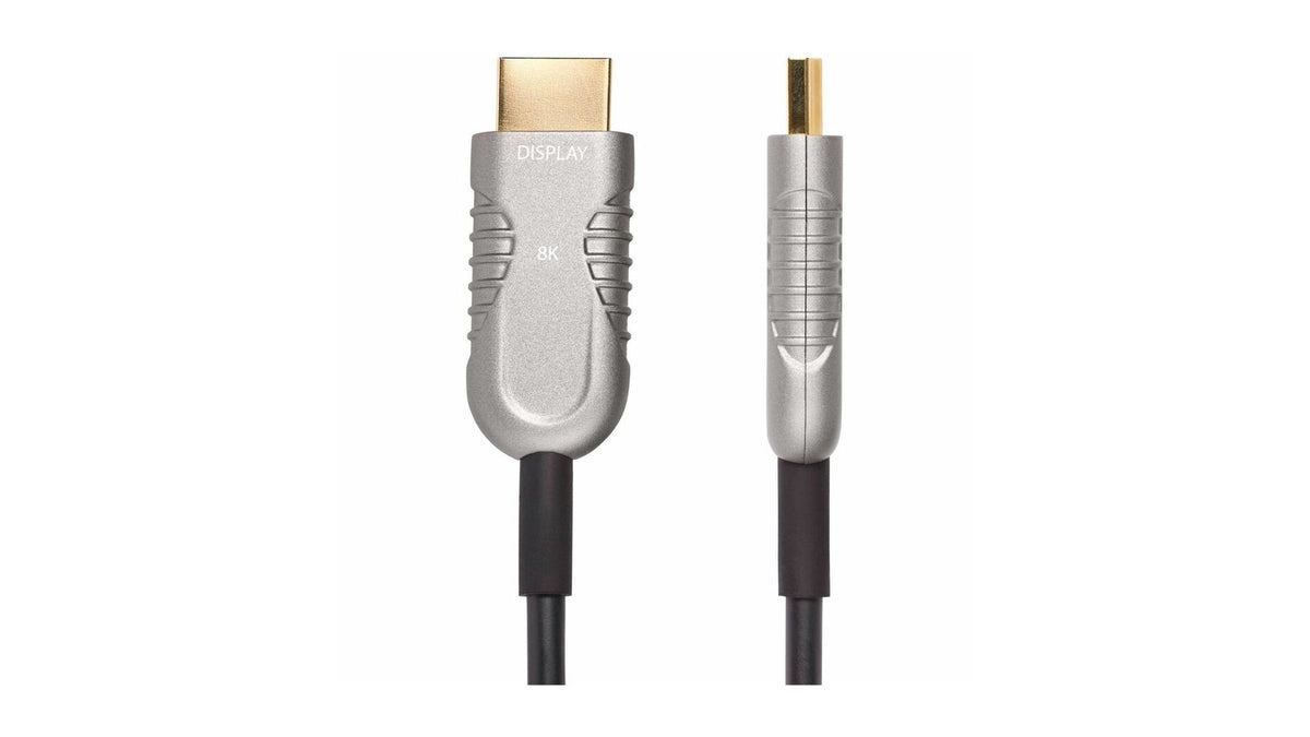StarTech fiber optic HDMI cable, Display and Source connectors face on